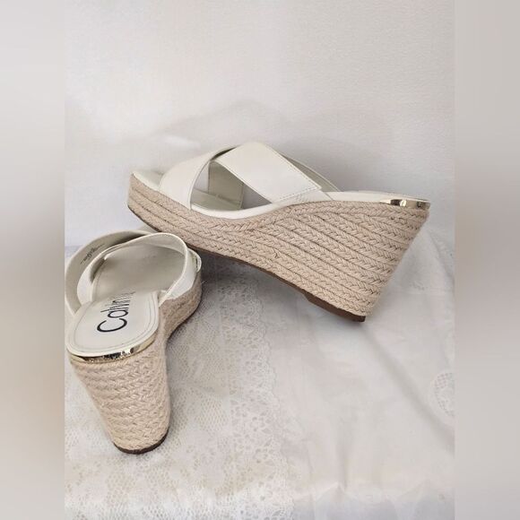 Calvin Klein Cream Wedge espadrilles Slip-On Shoes - Picture 6 of 7